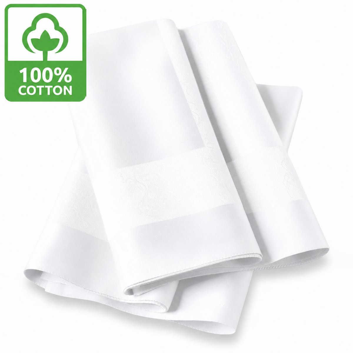 Servetten Hotelkwaliteit - Set van 2 - 100% Damast Katoen - Tafellinnen - 50x50 cm - Wit