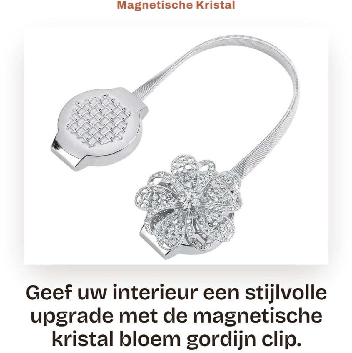 Dailygoods- Gordijnclip Magnetisch - Bloem Design - Tieback Houder - 33cm - Aluminium/Roestvrij Staal - Voor Kantoor/Huis Decoratie - Gordijnhouder