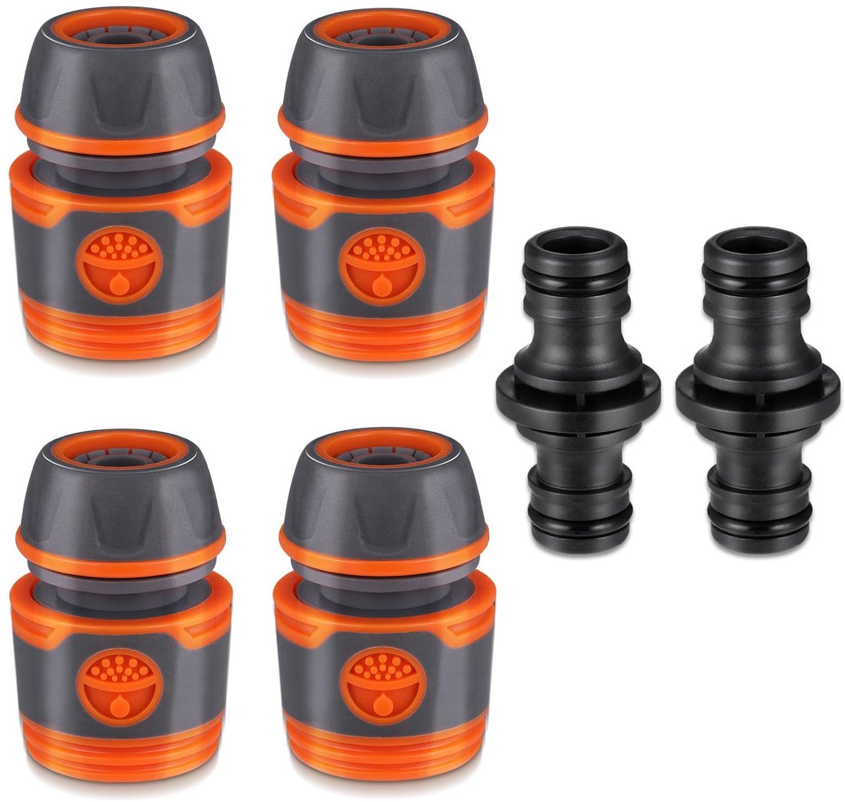 Dailygoods- Tuinslang 13 mm - Tuinslangaansluiting 6-delig - Koppelingen - Antislip - Hoogwaardig ABS/TPR - Voor irrigatie en tuinieren - Slangaansluiting