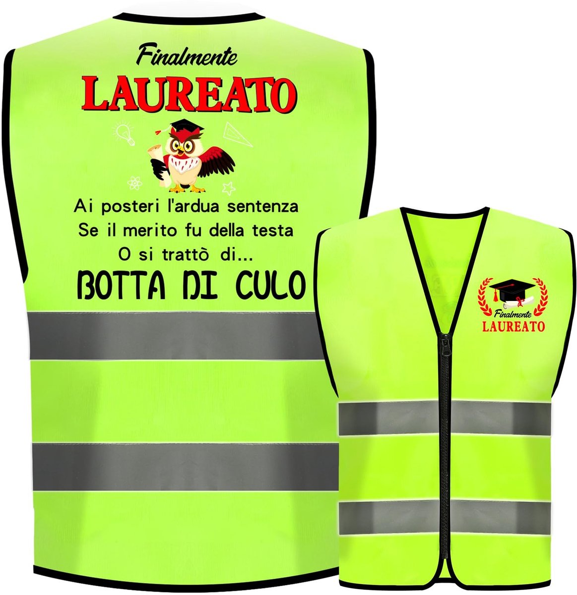Dailygoods- Afstudeervest Lichtgevend Groen - Veiligheidsvest - Grappige Kostuums - Verkleedpartijen - Afstudeerfeest - Reflecterende Strepen - Grappig Kostuum