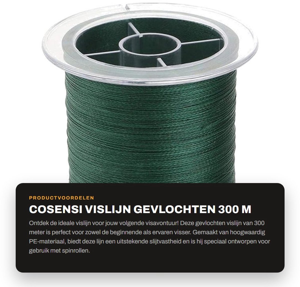 Dailygoods- Vislijn 300 m - Gevlochten 4 strengen - 0,2 mm diameter - PE materiaal - Slijtvast en duurzaam - Hoge weerstand 20 lb - Vissnoer