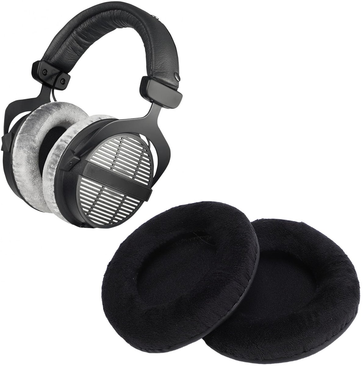 Dailygoods- Oorkussens Vervangend - Fluwelen/Spons - Geschikt voor DT440/DT660/DT770/DT860/DT880/DT990 - Diameter 100 mm - 4 Stuks - Comfortabel - Earpads