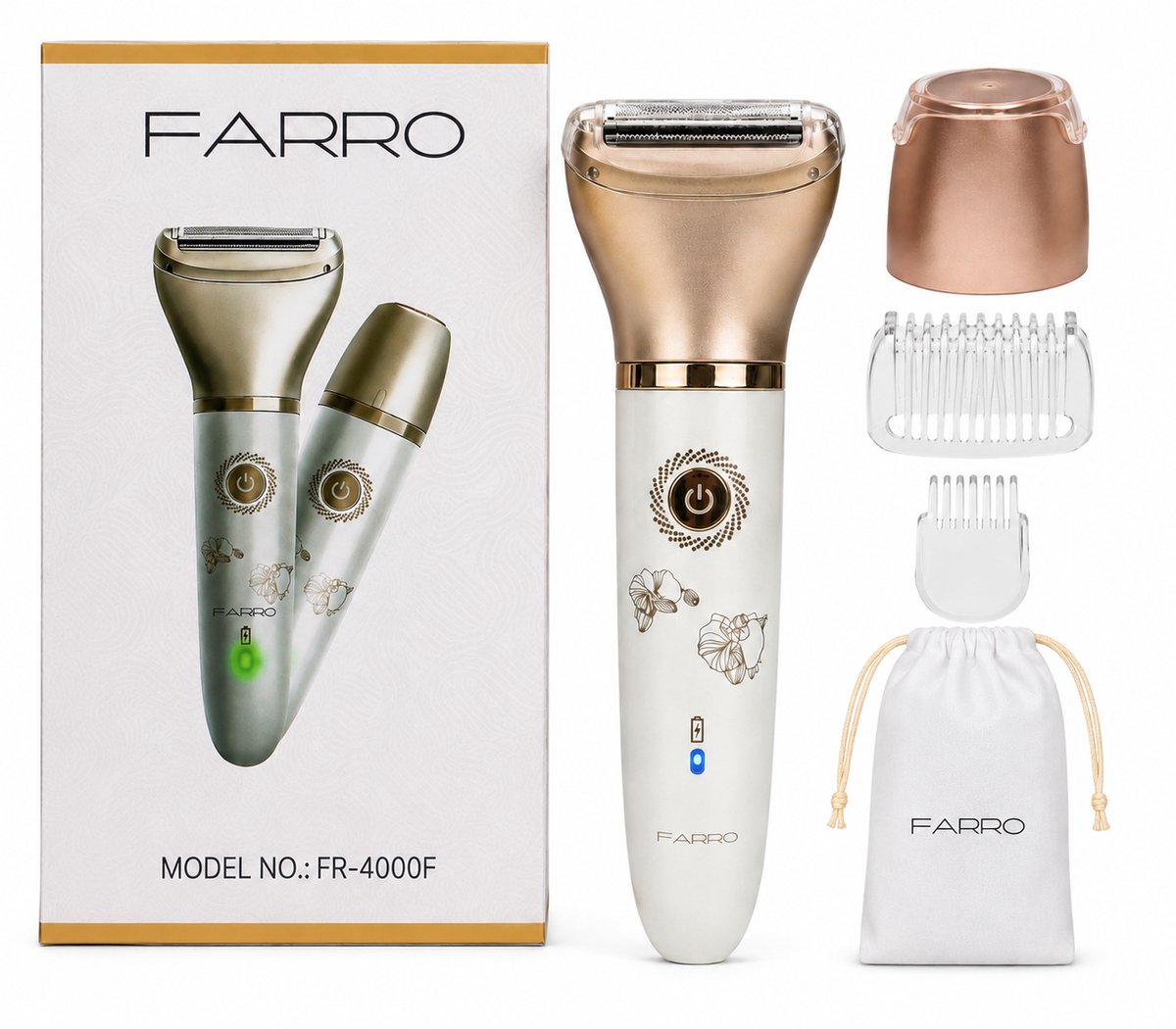 2-in-1 Ladyshave – Gezicht, Oksels, Benen & Bikinilijn – Farro® – Elektrisch Ontharingsapparaat – USB Oplaadbaar - Scheerapparaat voor Vrouwen – Elektrisch Ontharingsapparaat – Gezichtsontharing Dames – Intieme Trimmer – Ladyshave voor Bikini