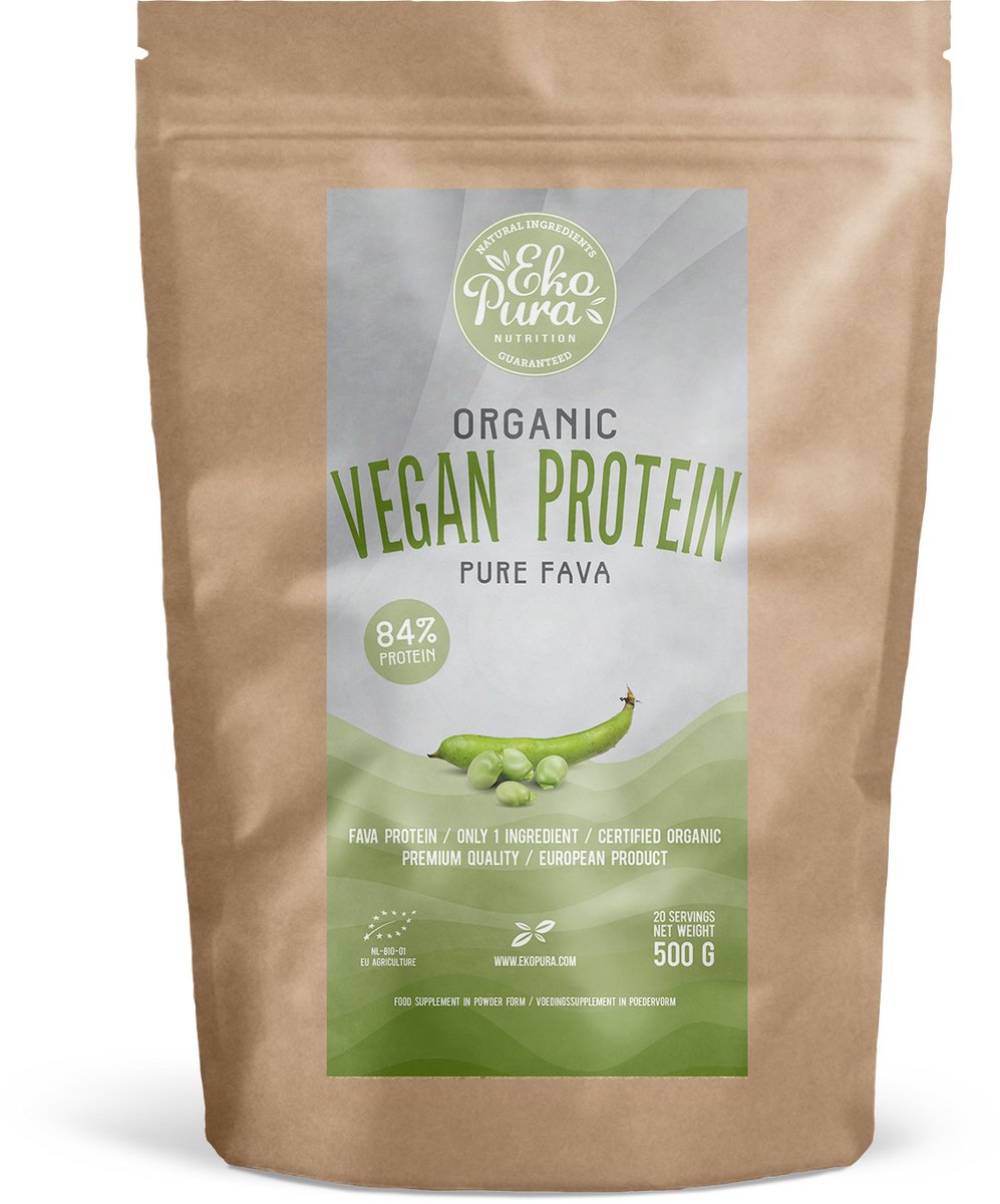 Ekopura Organic Vegan Protein - Biologisch, Plantaardig Eiwitpoeder - 500 gram - NL-BIO-01