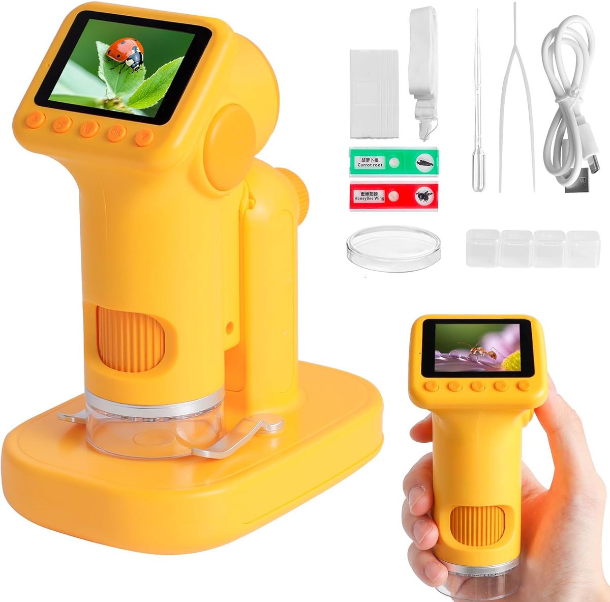 1600X Digitale Microscoop Voor Kinderen - Kindermicroscoop - 1080P 2,0 Inch Scherm - Verjaardagscadeaus en speelgoed voor kinderen van 3 tot 14 jaar en leerlingen