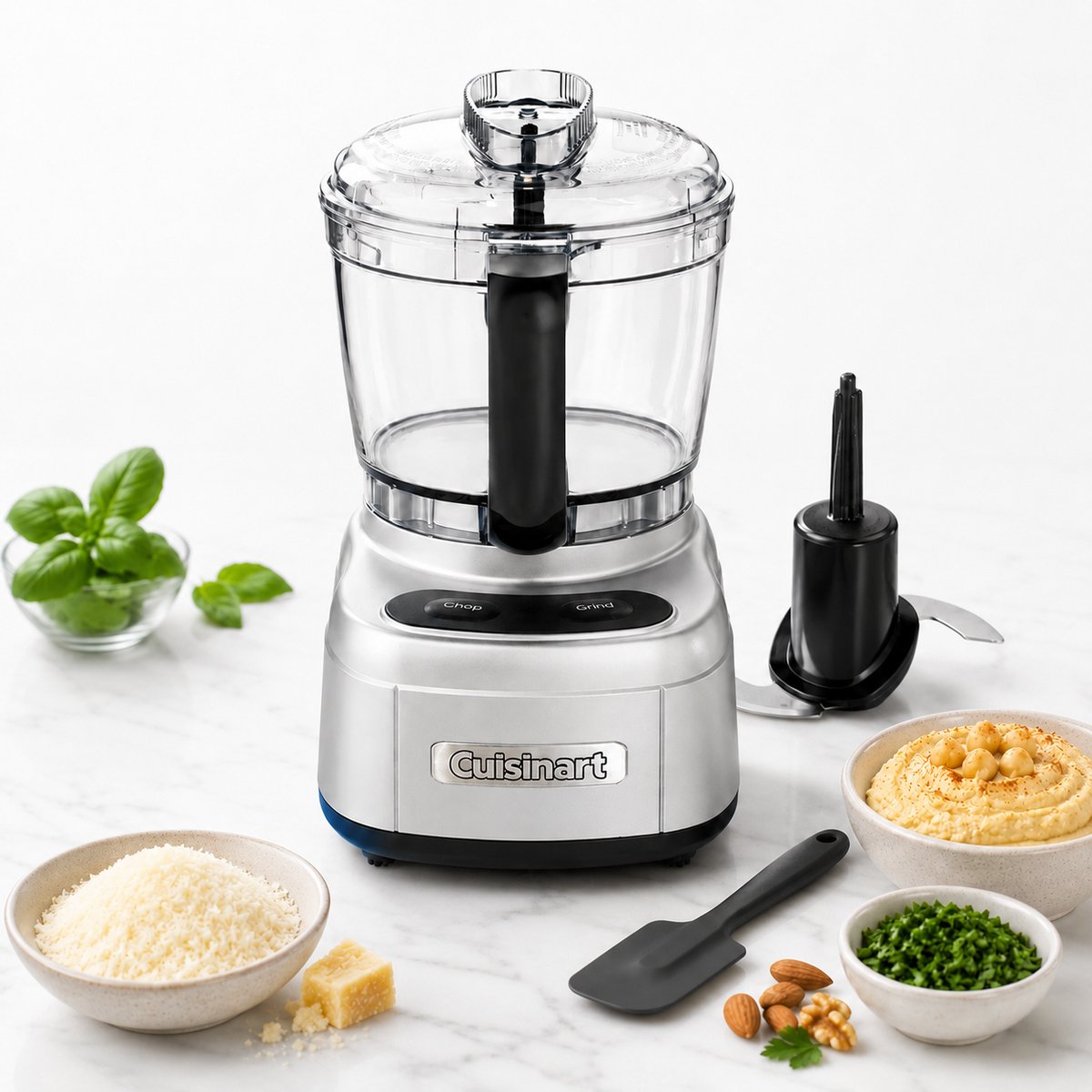 Cuisinart - Mini Prep Pro - Compacte mini keukenmachine - Mixer - Pulsefunctie en druppelgaten - Zilver - 900ml