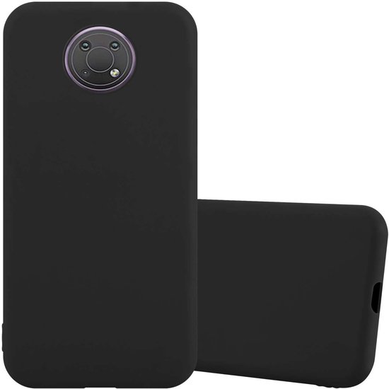 Deux coques de téléphone noires, l'une vue de face, l'autre de dos, avec une découpe pour appareil photo.