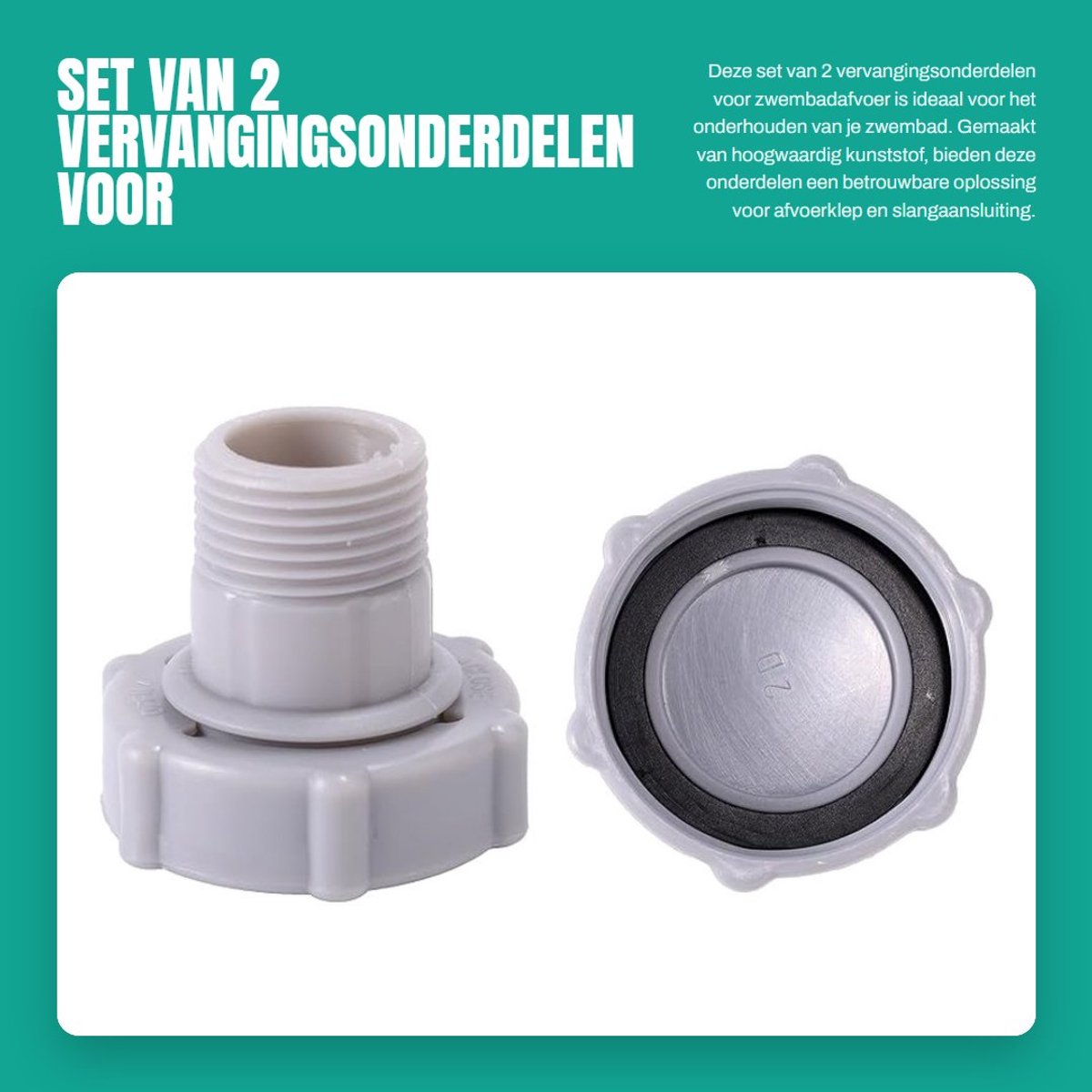 Dailygoods- Afvoerklepdop - Vervangingsonderdelen - Zwembadslangaansluiting - Kunststof - 2 Stuks - Geschikt voor Coleman - Afvoerplug