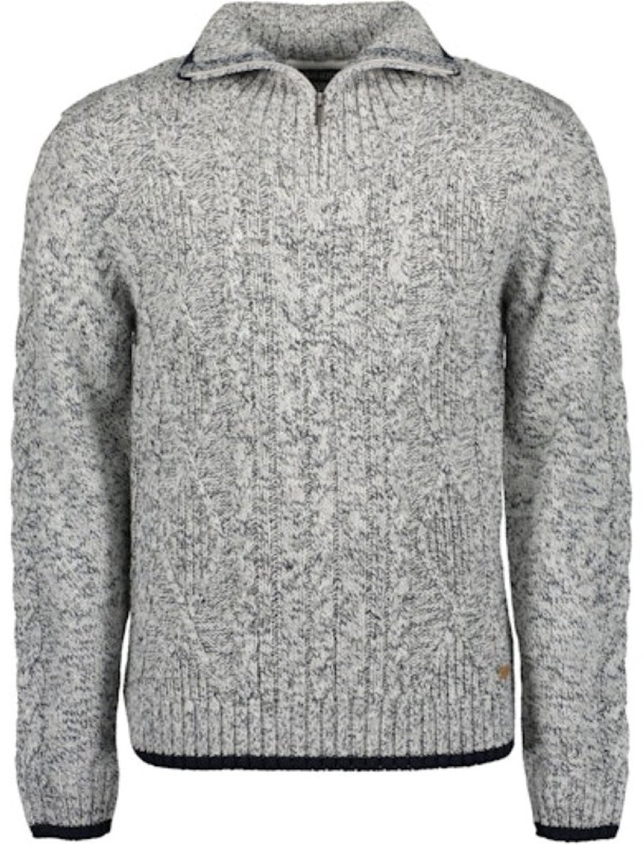 Blue Seven - heren - Trui 376545 wit/grijs gemeleerd schipperstrui maat L