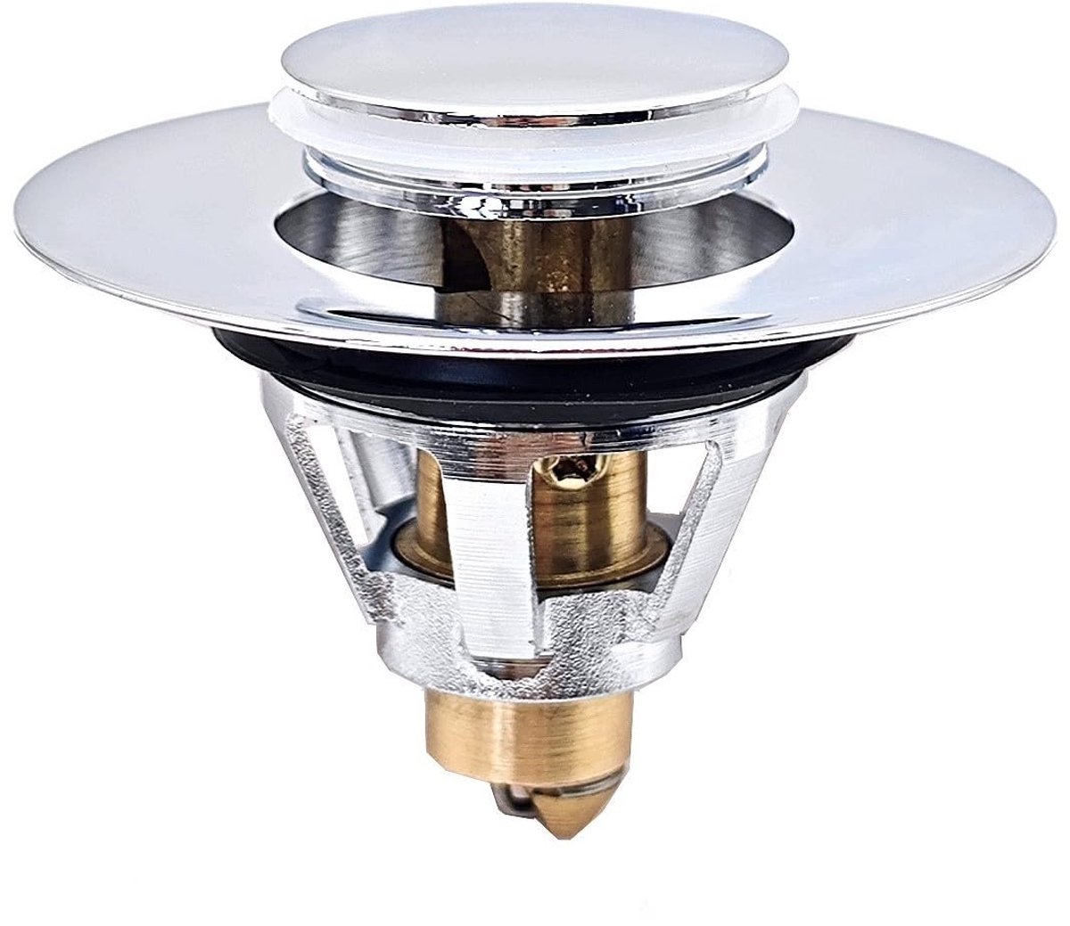 Dailygoods- Wastafelstop Universeel - Pop-up Afvoerplug - Roestvrij Staal - Geschikt voor Gootsteenafvoergaten 34-38 mm - Waterdichte Afdichting - Veerkrachtige Kern