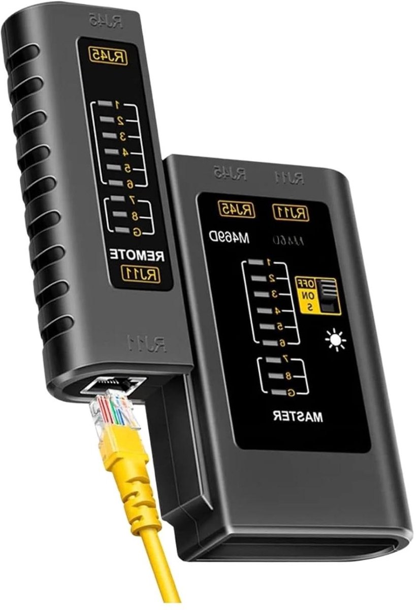 Netwerkanalysator - Kabeltester - Netwerk Installatie - RJ45 RJ11 Controle - 11 x 11 x 11 cm - Zwart