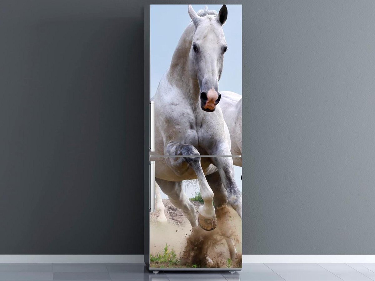 Koelkaststicker Paard - Koelkastdecoratie Vinyl - Keuken Opfrissen - Verwijderbaar Vinyl -