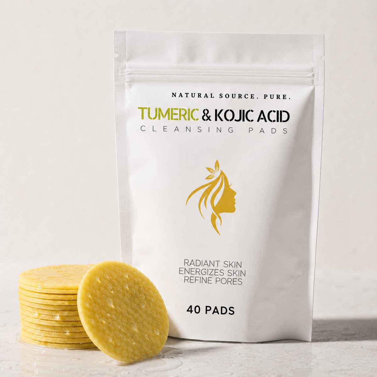 40 stuks Kojic Turmeric Reinigingspads Kojic Acid - Diepreinigende & Hydraterende Gezichtspads - Dark Spot remover - Korean Skincare