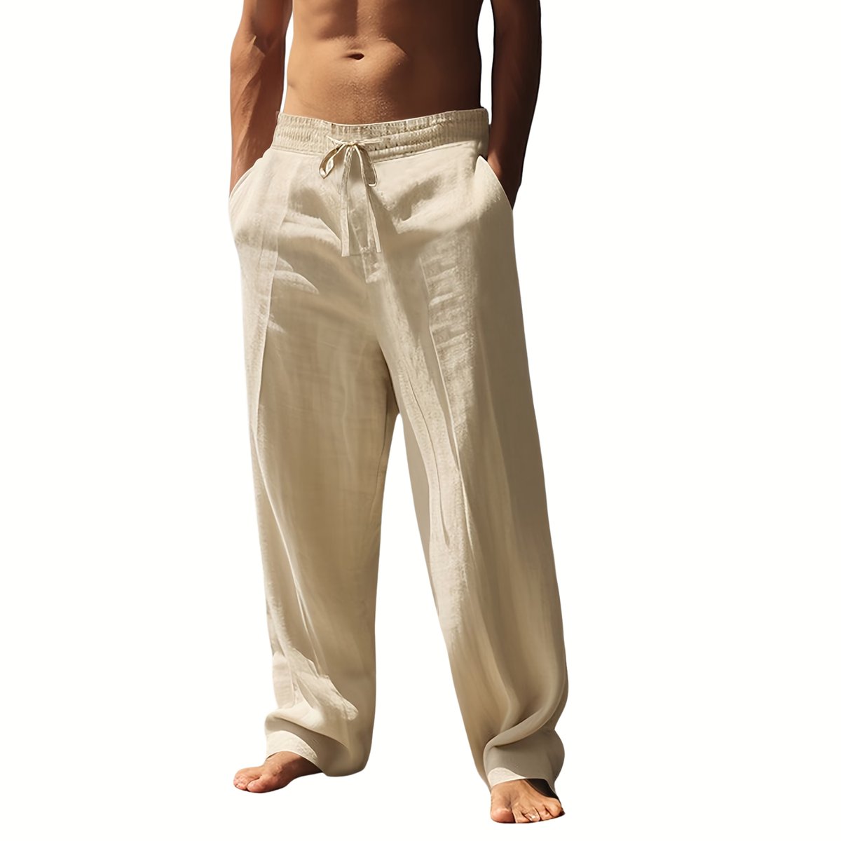 Currero Linnen Broek Heren - Zomerbroek - Volwassenen - Lange Broek - Pantalon - Strandbroek - Zomer - Ibiza Stijl - Khaki S