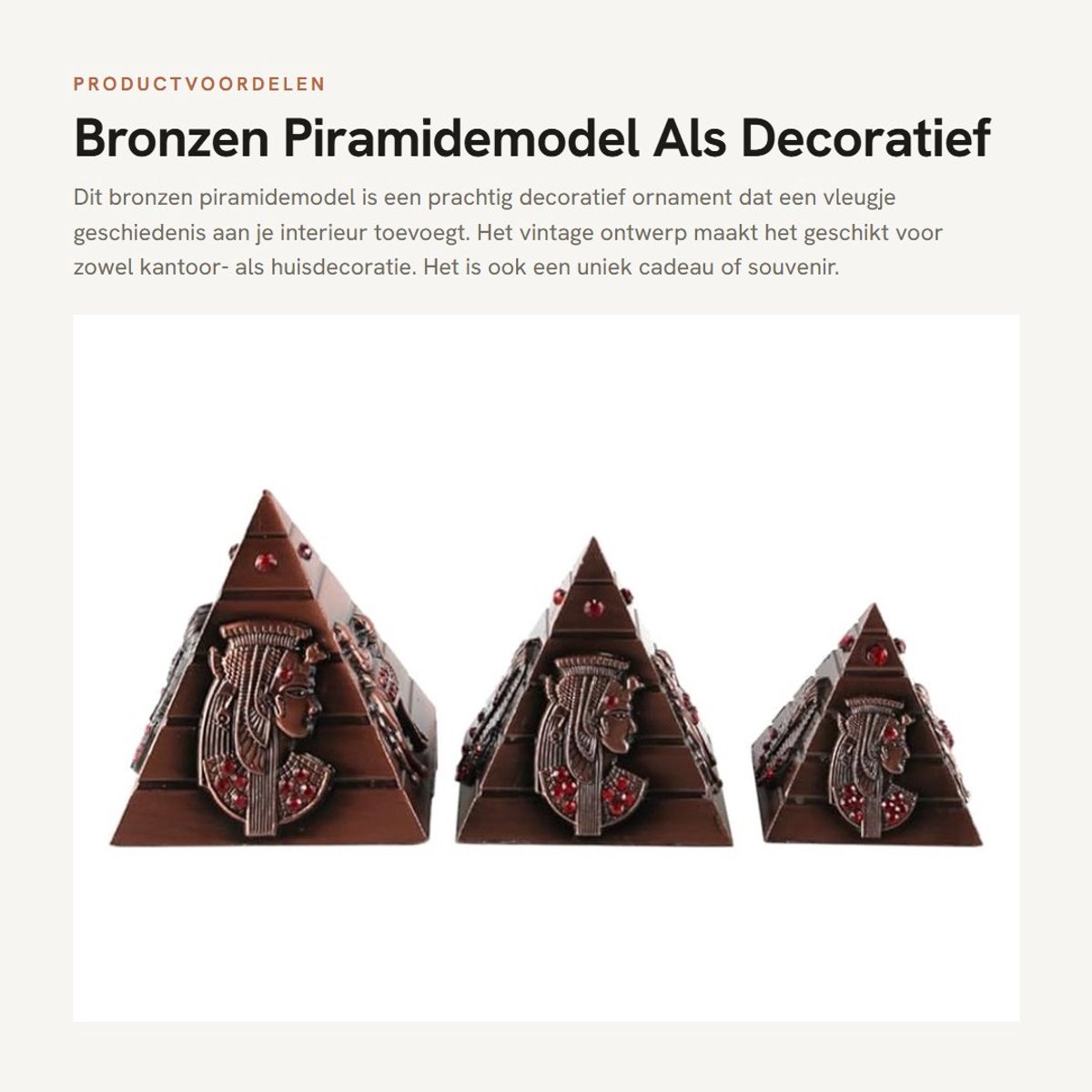 Dailygoods - Bronzen Piramidemodel Als Decoratief Ornament of Souvenir