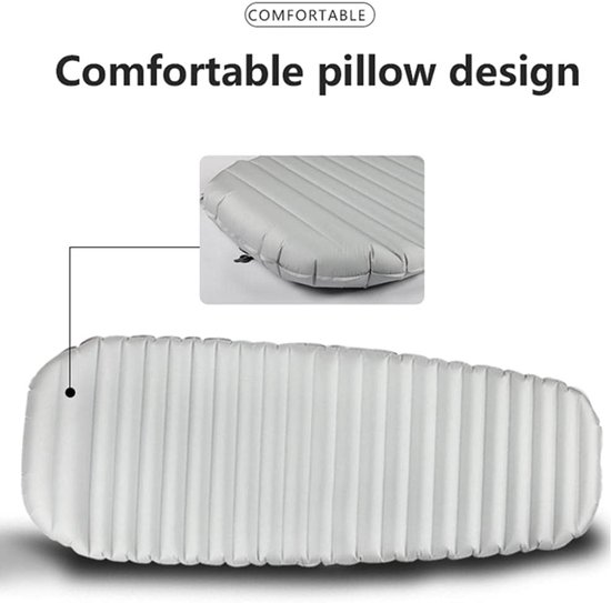 Kampeer mat - Slaapmat lucht - Comfortabel slapen - Ingebouwde pomp - 190 x 75 cm - Lichtgrijs — afbeelding 4