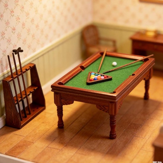 Miniatuur Biljart Tafel - Poppenhuis Decoratie - Poppenhuis Meubels - Houten Constructie - 12x12x5 cm - Niet gespecificeerd — afbeelding 2