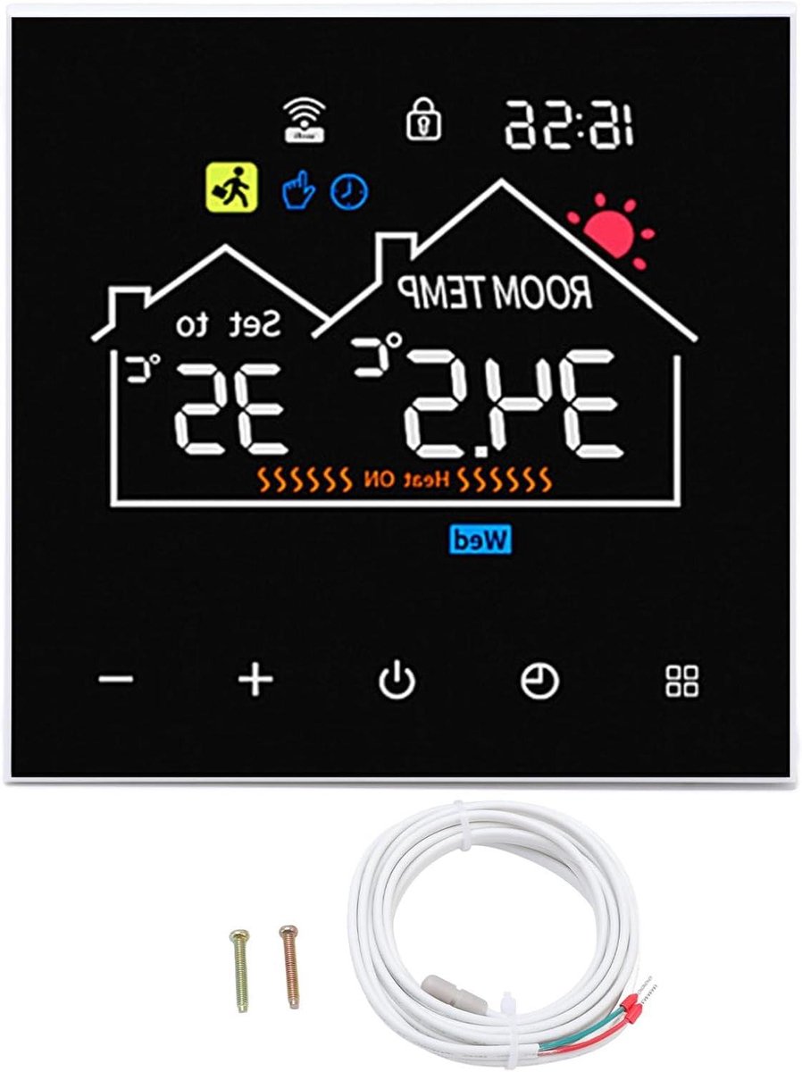 Slimme Thermostaat - Verwarming Controller - Temperatuur Regelen - App Bediening - 16A - Wit