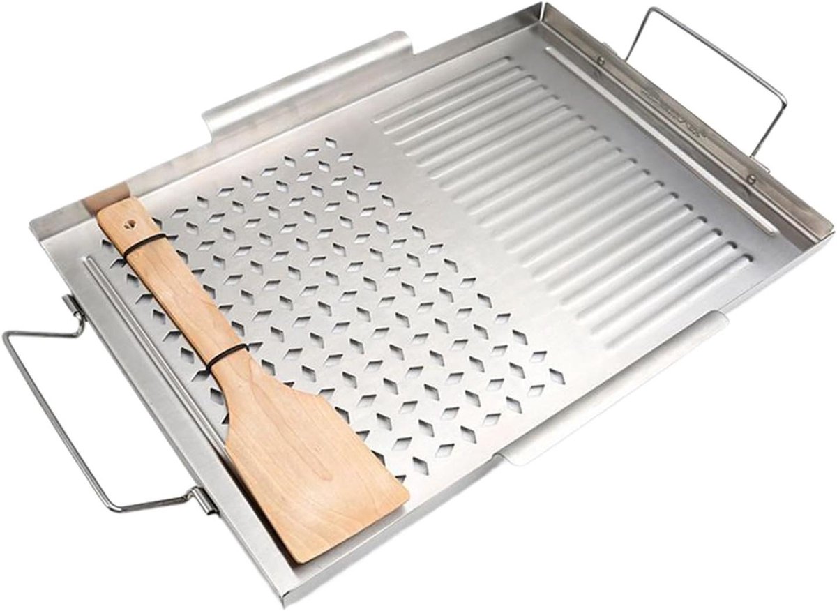Bakplaat - Koekenpan - Buiten koken - Gelijkmatige warmteverdeling - 43 x 29 cm - Zilver