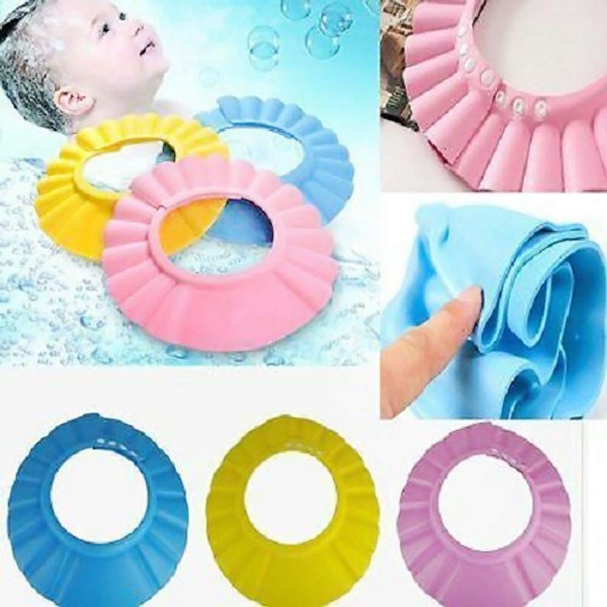 Dailygoods- Douchebadmuts Veilig - Badmuts Kind - Badmuts Dames - Badmuts Waterdicht - Verstelbaar - Hoofdomtrek 34-45 Cm