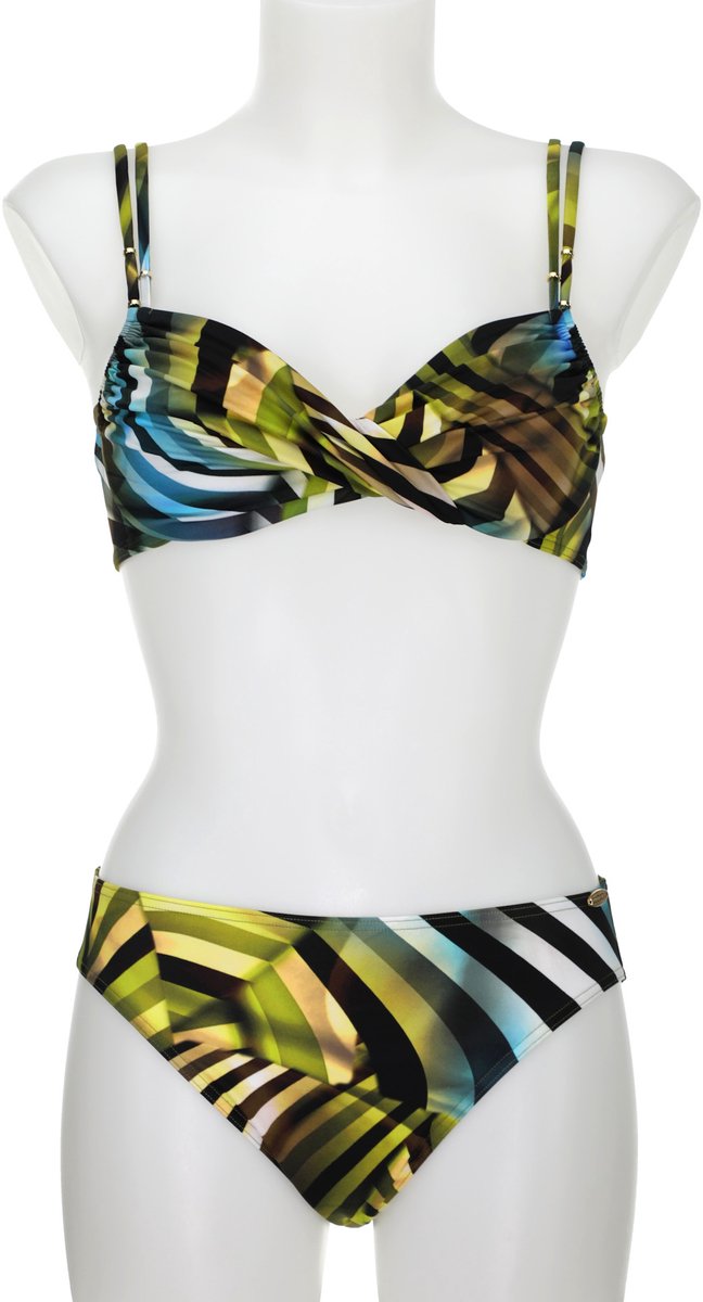 Sunflair Dames Beugelbikini - Verstelbare Cups - Groen Blauw Print - Verstelbare Schouderbanden Multicolour