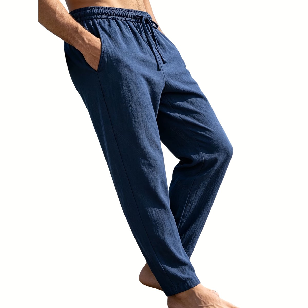 Currero Linnen Broek Heren - Zomerbroek - Volwassenen - Lange Broek - Pantalon - Strandbroek - Zomer - Ibiza Stijl - Marineblauw L