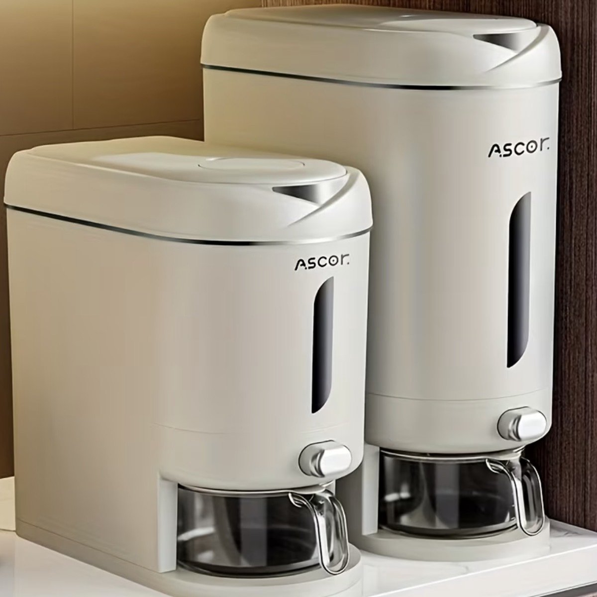 Automatische Rijstdispenser 10KG – Luchtdichte Graancontainer – Met Doseerknop en Maatbeker – Keuken Organizer
