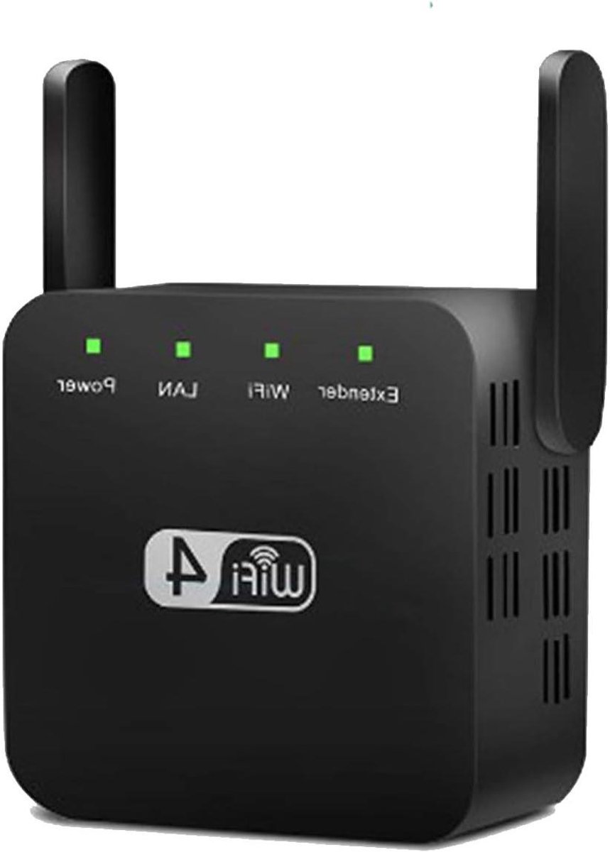 Wifi Versterker - Draadloze Extender - Dode Zones Elimineren - Twee Externe Antennes - 300 Mbps - Zwart