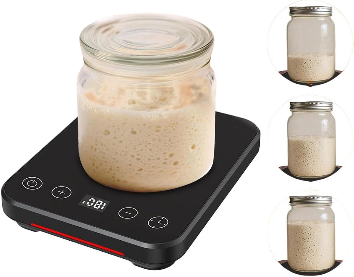 Verwarmingsmat Brooddeeg - Bakmat Temperatuur - Brood Bakken - Instelbare Timer - 22 cm dik - Zwart