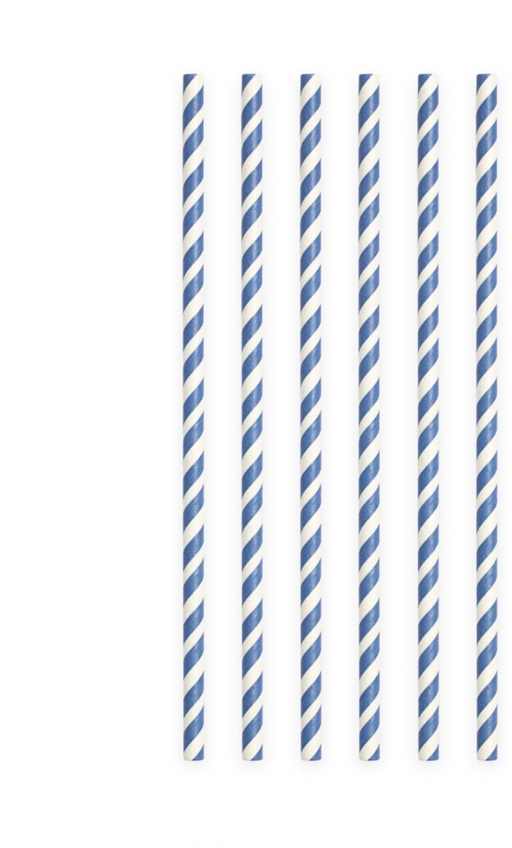 20 Papieren rietjes Donker blauw - 6mm x 197mm