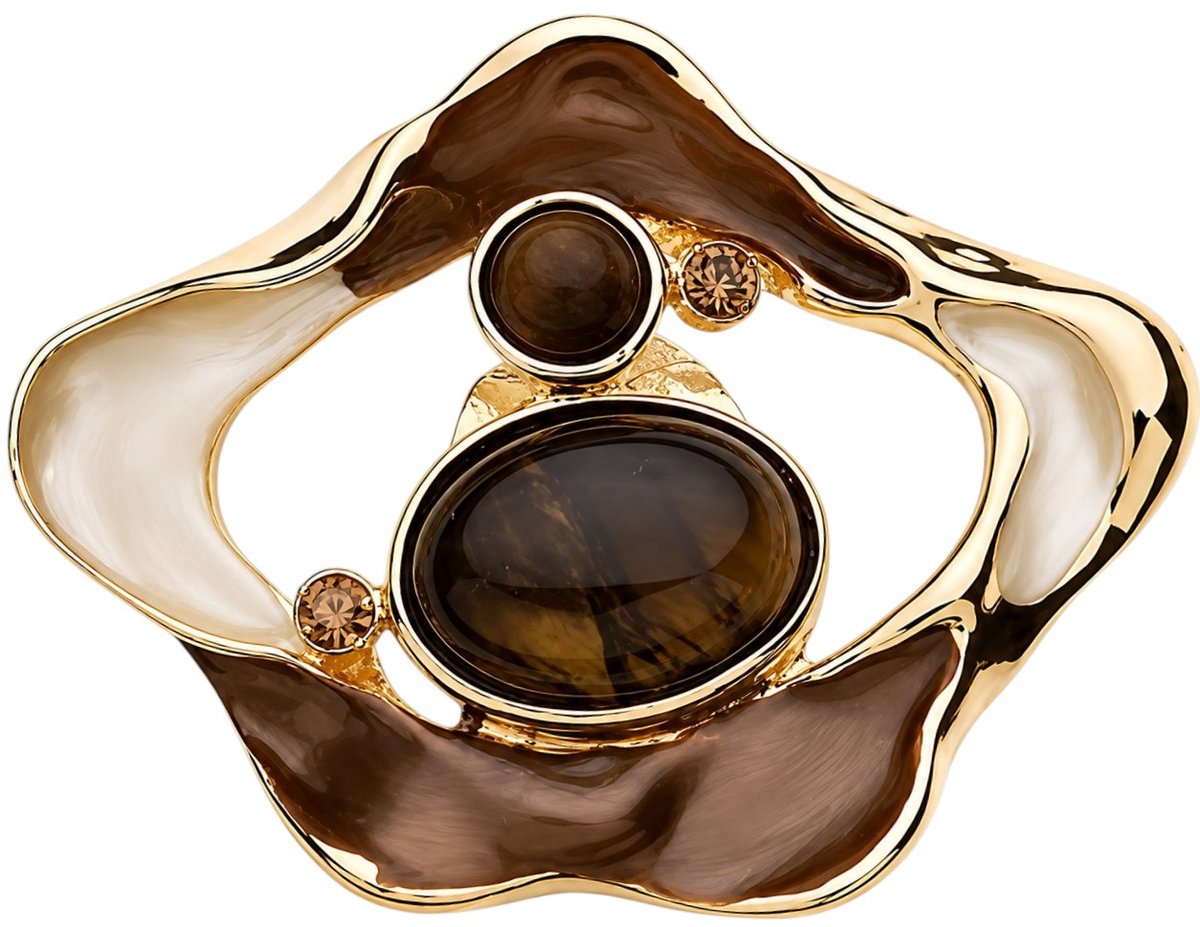Fashionclip®- Magneet - Broches - Magneetsluiting - Magneetbroche - Goud- Tijdloze Bruintinten