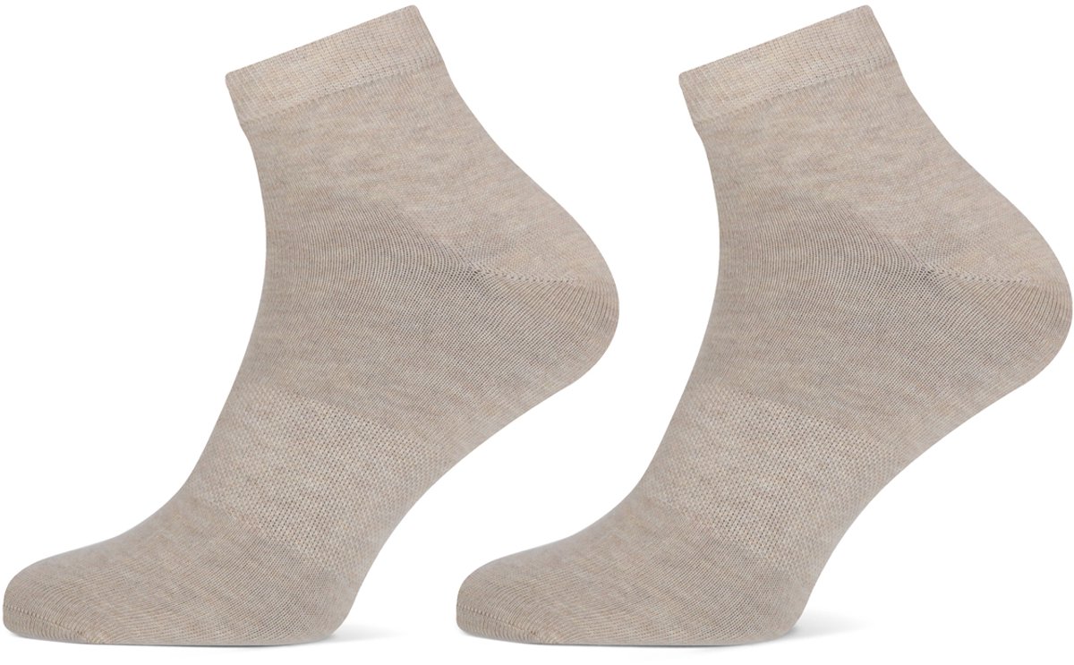 Basset - Unisex Quarter Bamboe Sokken - 2-pack - Maat 39/42 - Beige