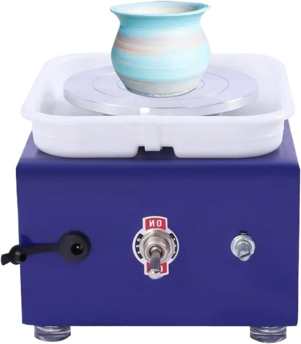 Mini pottenbakkersschijf - Elektrische machine - Keramiek maken - Flexibele snelheid - 10 cm schijf - Blauw