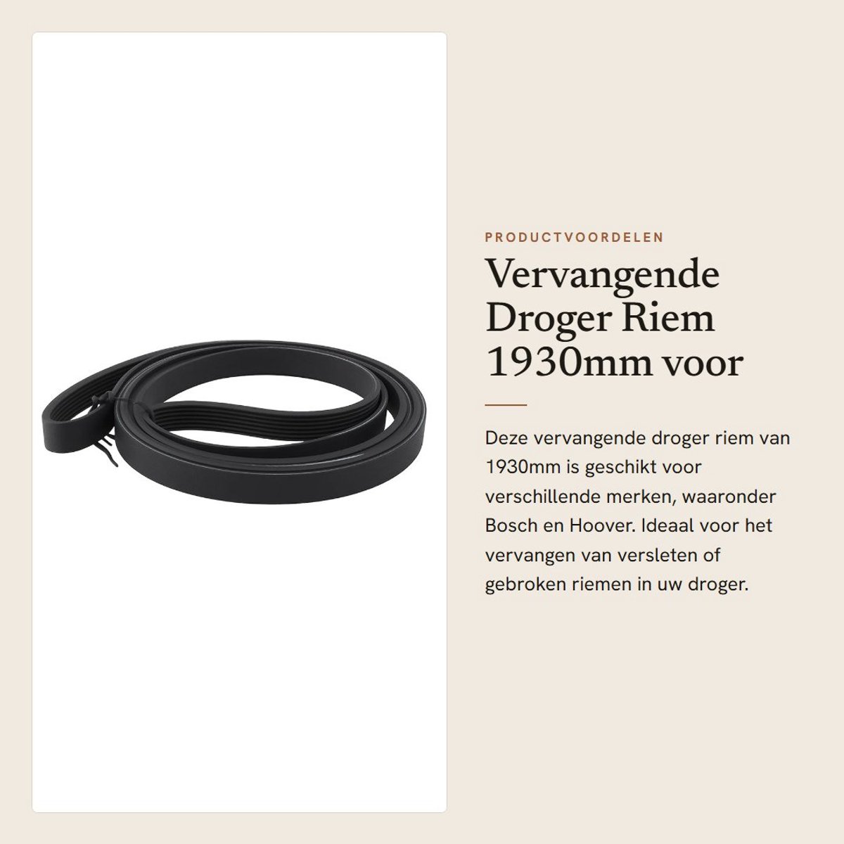 Dailygoods - Vervangende Droger Riem 1930mm voor Diverse Merken