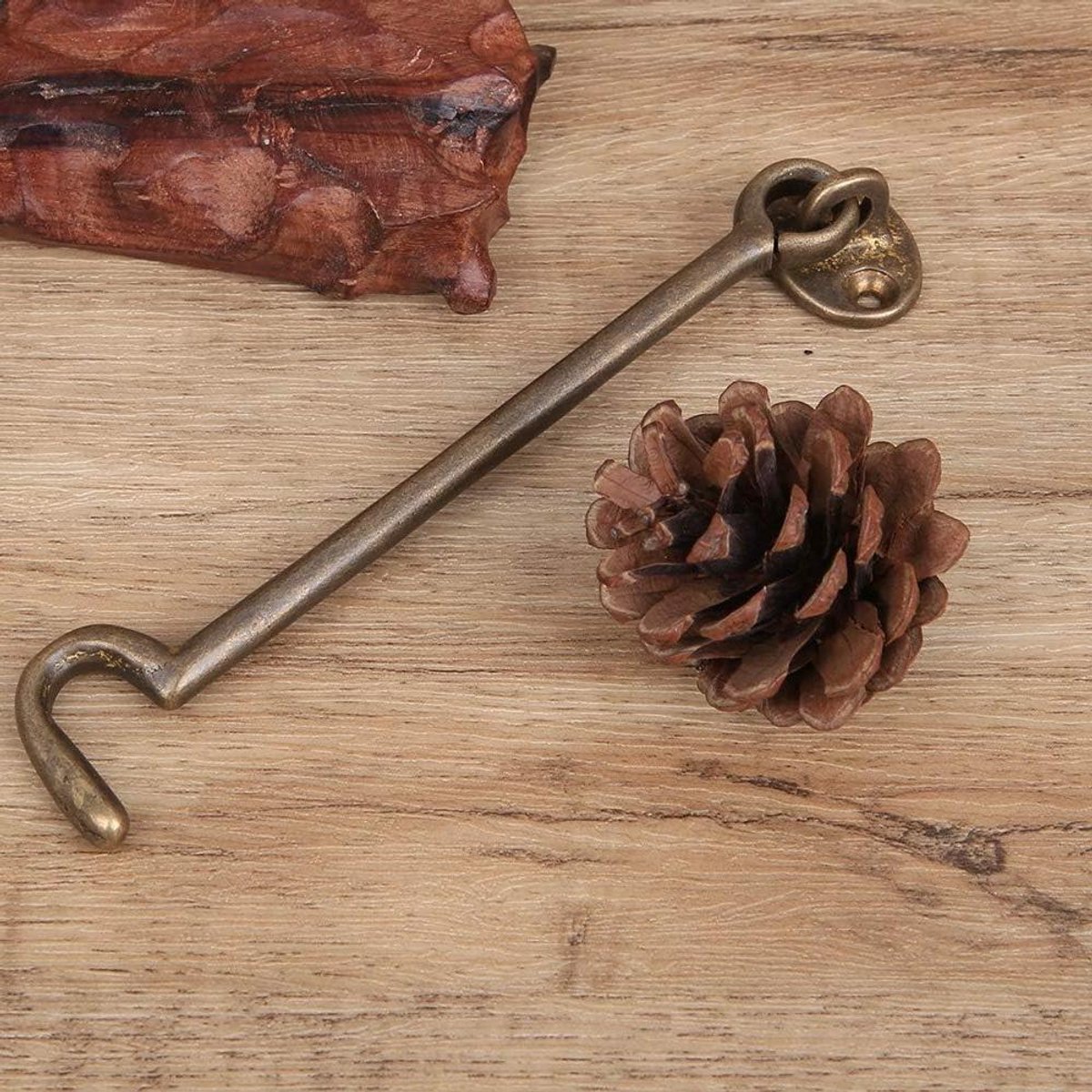 Raamsluiting Messing - Antieke Haak - Ramen Beveiligen - Duurzame Constructie - 17 x 31 Cm - Brons