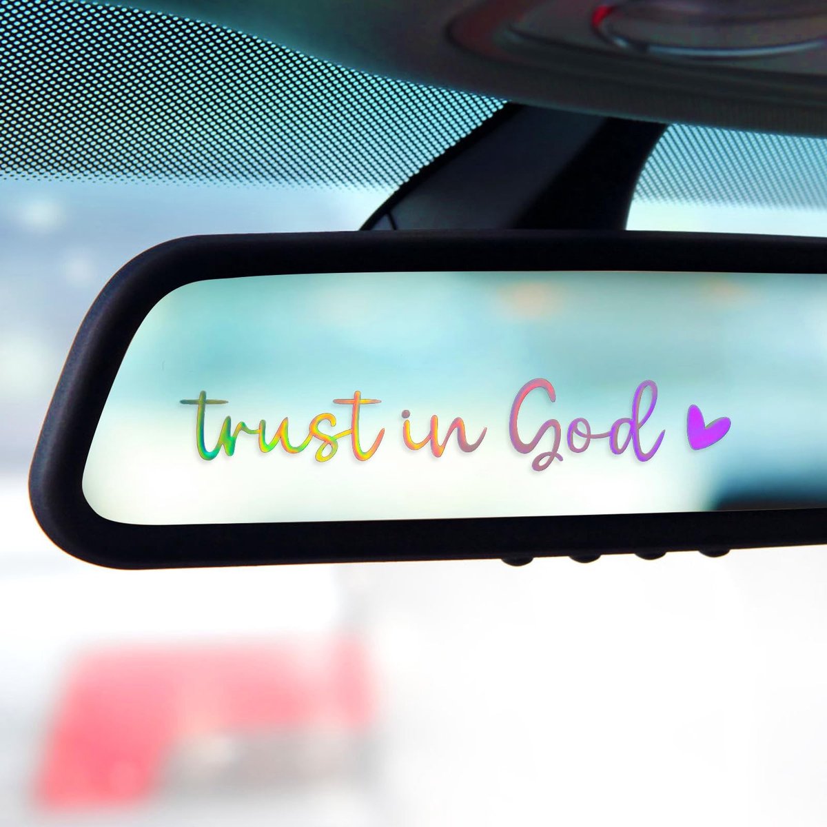 Dailygoods- Achteruitkijkspiegel Decal 3 Stuks - Auto Stickers Vertrouw op God - Auto Sticker voor Auto Decoratie - PET Materiaal - 10x3cm Formaat - Autosticker