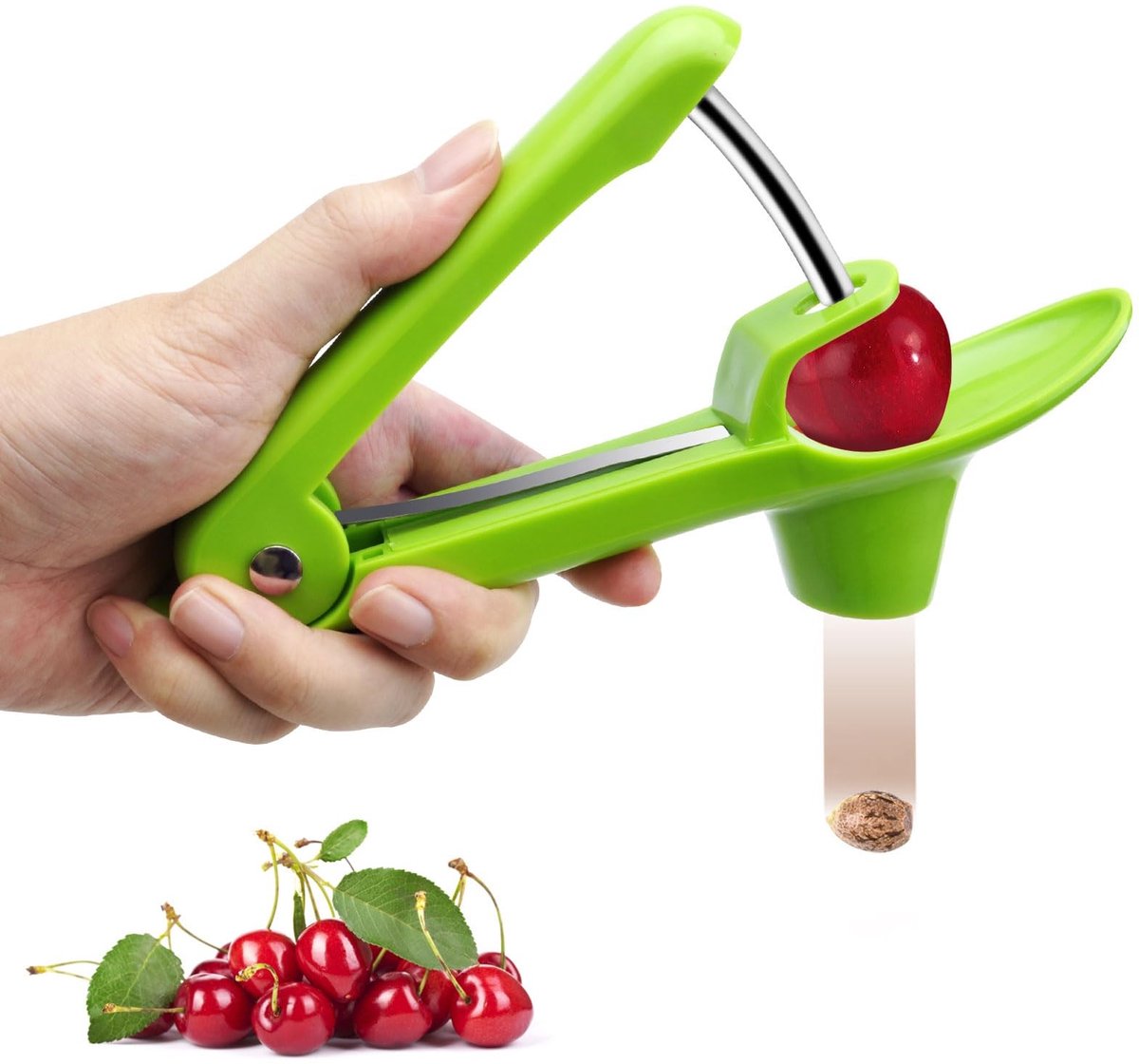 Dailygoods- Kersenontpitter Professioneel - Kersenpitverwijderaar - Keukengereedschap - Duurzaam - Ruimtebesparend - Eenvoudig te bedienen - Roestvrijstalen lemmet