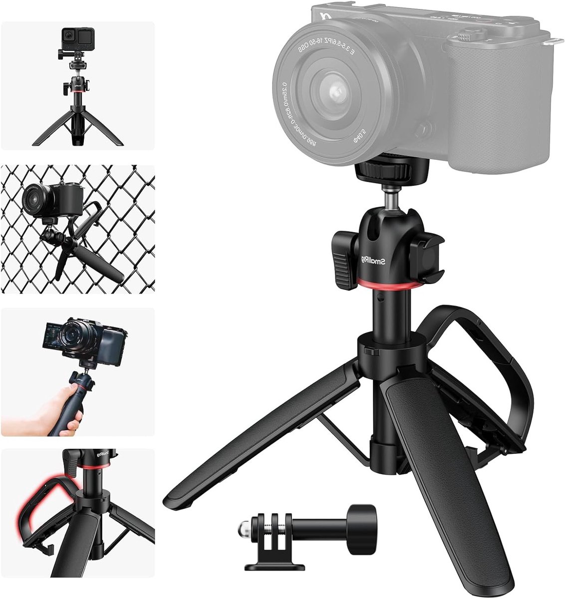 Draagbare Mini Desktop Tripod met 360° Balhoofd en Carabiner Vorm voor DSLR, Camera en Smartphone - Ideaal voor Fotografie en Vloggen
