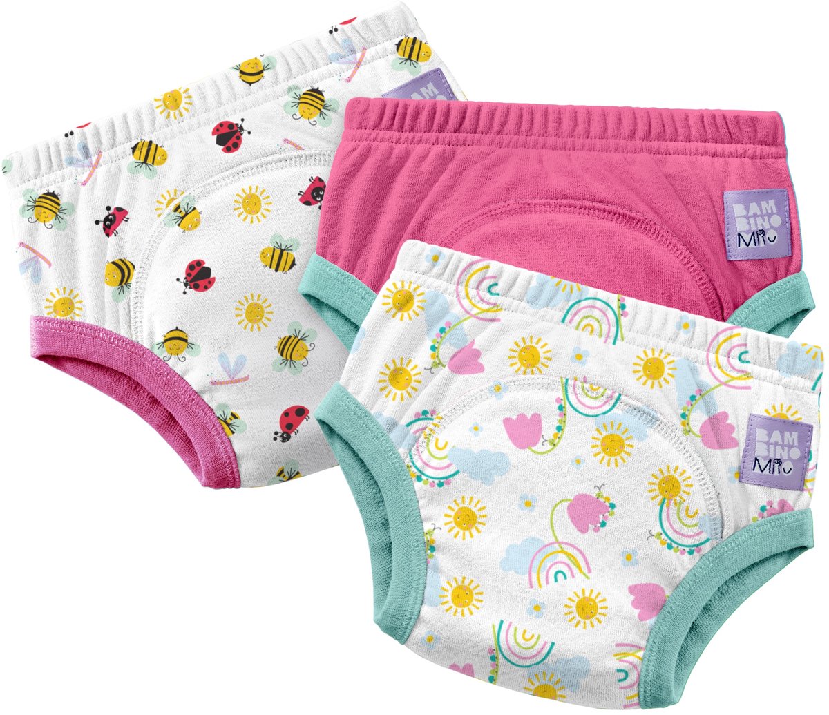 Set van 3 herbruikbare zindelijkheidsbroekjes in Tuinfeest| Sneller en met vertrouwen zindelijk worden | Bambino Mio®
