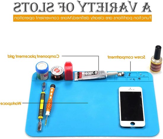 Antistatische soldeermat van silicone, hittebestendige werkmat voor reparaties van telefoons en computers, ideaal voor soldeerprojecten en isolatiewerkzaamheden — afbeelding 4