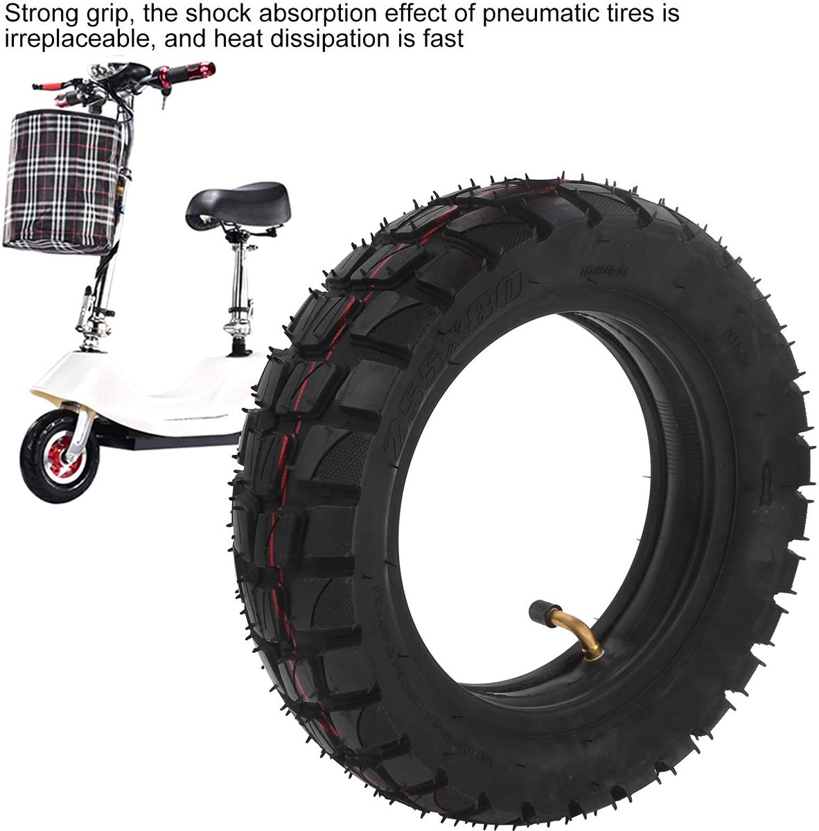Dailygoods - Luchtband - 10 Inch - Hoogwaardige kwaliteit - 255x80 - Opblaasband - Geschikt voor Elektrische Scooters - Premium rubber