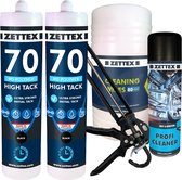 Zettex MS 70 High Tack Montagekit - Lijmkit - Binnen & Buiten - Extra Sterk - 290ml - Zwart - VOORDEELBUNDEL