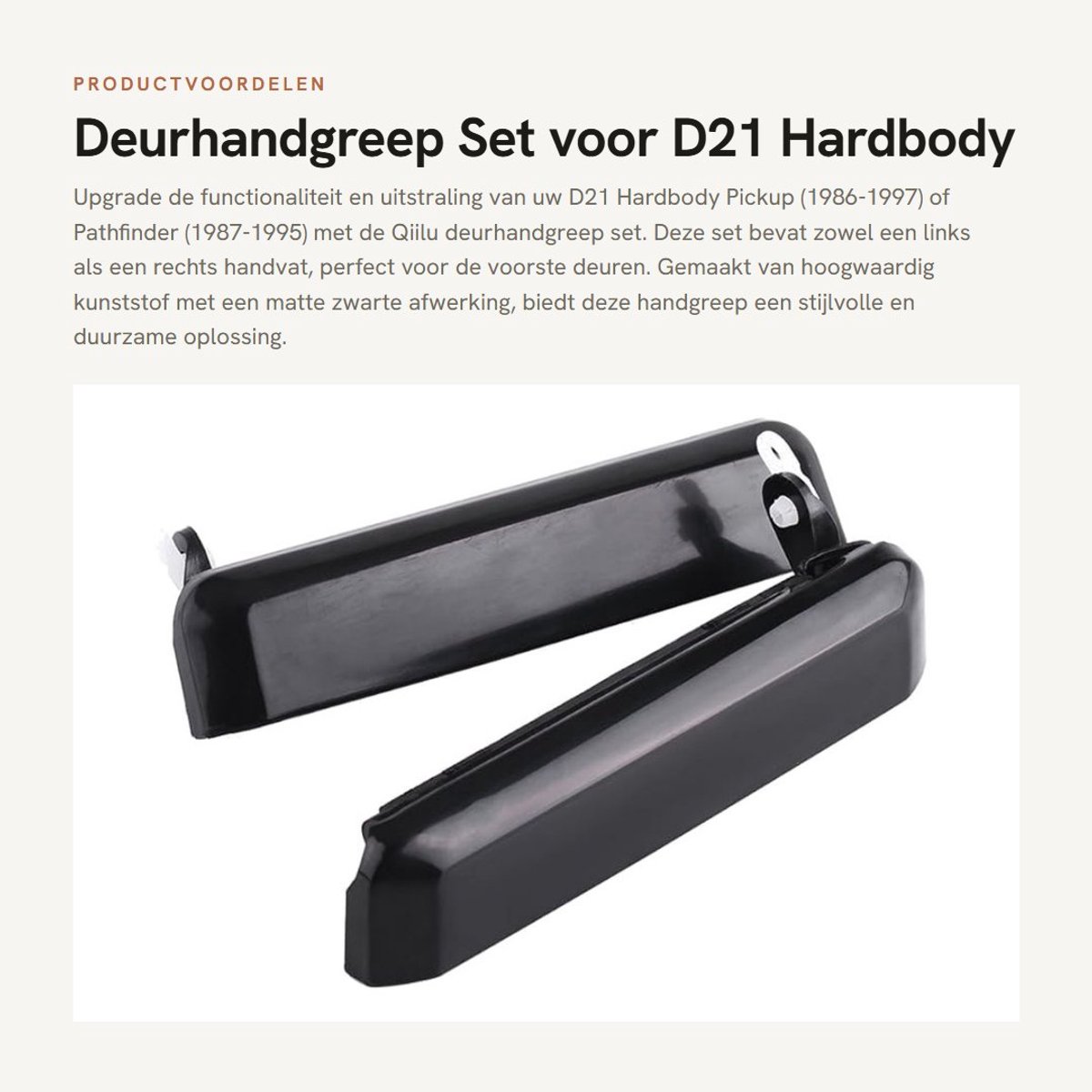 Dailygoods- Deurgreep Set - Voor D21 Hardbody Pickup/Pathfinder - Zwart - Kunststof - Voorzijde - Eenvoudig te installeren - Deurgrepen