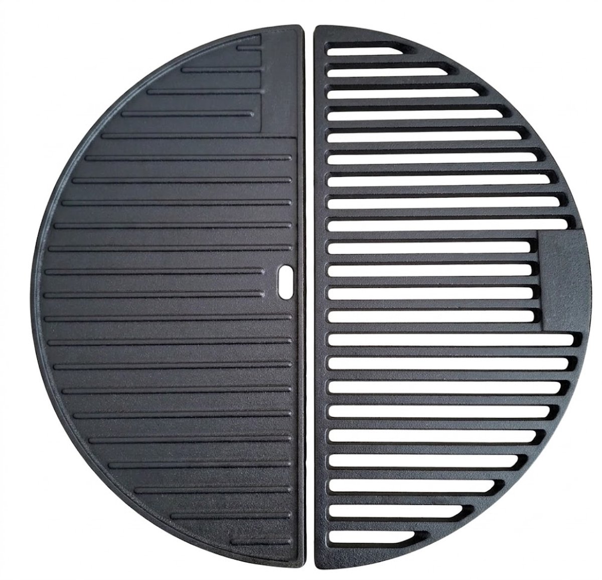 voor 21" Kamado-2 Half Moon Grill roosters -Halve maan-Grate-Griddle 46.5 cm -Gietijzer-Kamado-Halve Roosters-Plancha
