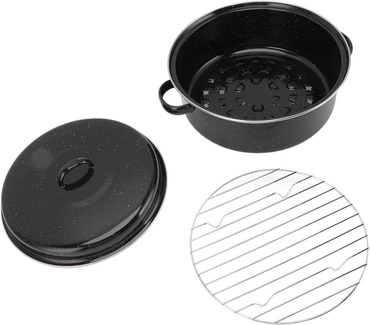 Grillpan met Deksel - Koekenpan - Gezond Bakken - Antiaanbaklaag - 28 cm - Zwart