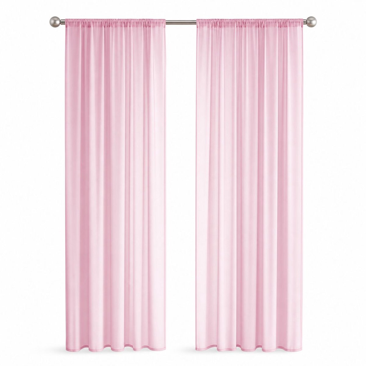 VHV Gordijnen - roze transparante gordijnenset - lichtdoorlatend en ademend - voor woonkamer, slaapkamer en badkamer