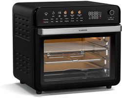 Klarstein Airfryer AirGlaze Digitale Heteluchtfriteuse – 34 L, 2000 W, 19 Programma’s, Rotisserie, Touchdisplay, 40–350 °C, Pizzasteen & Grillroosters, Dubbel Glasdeur, Zwart - voor Keuken - Timer - Heteluchtoven