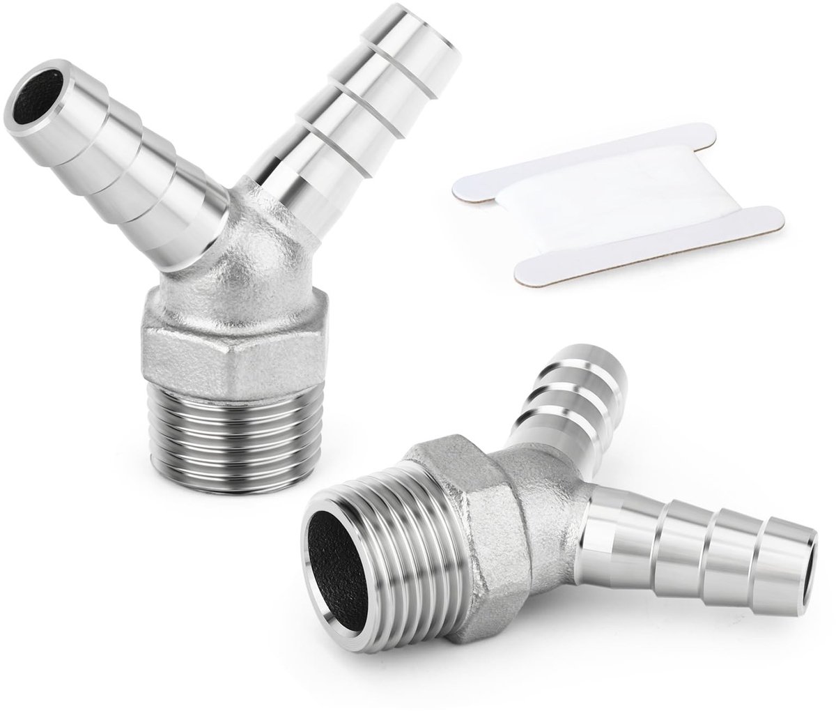 Dailygoods - 2 stuks Y Barbed Fitting - 1/2" Splitter adapter - Roestvrij staal - Water brandstof lucht - Duurzaam en roestbestendig - Geschikt voor...