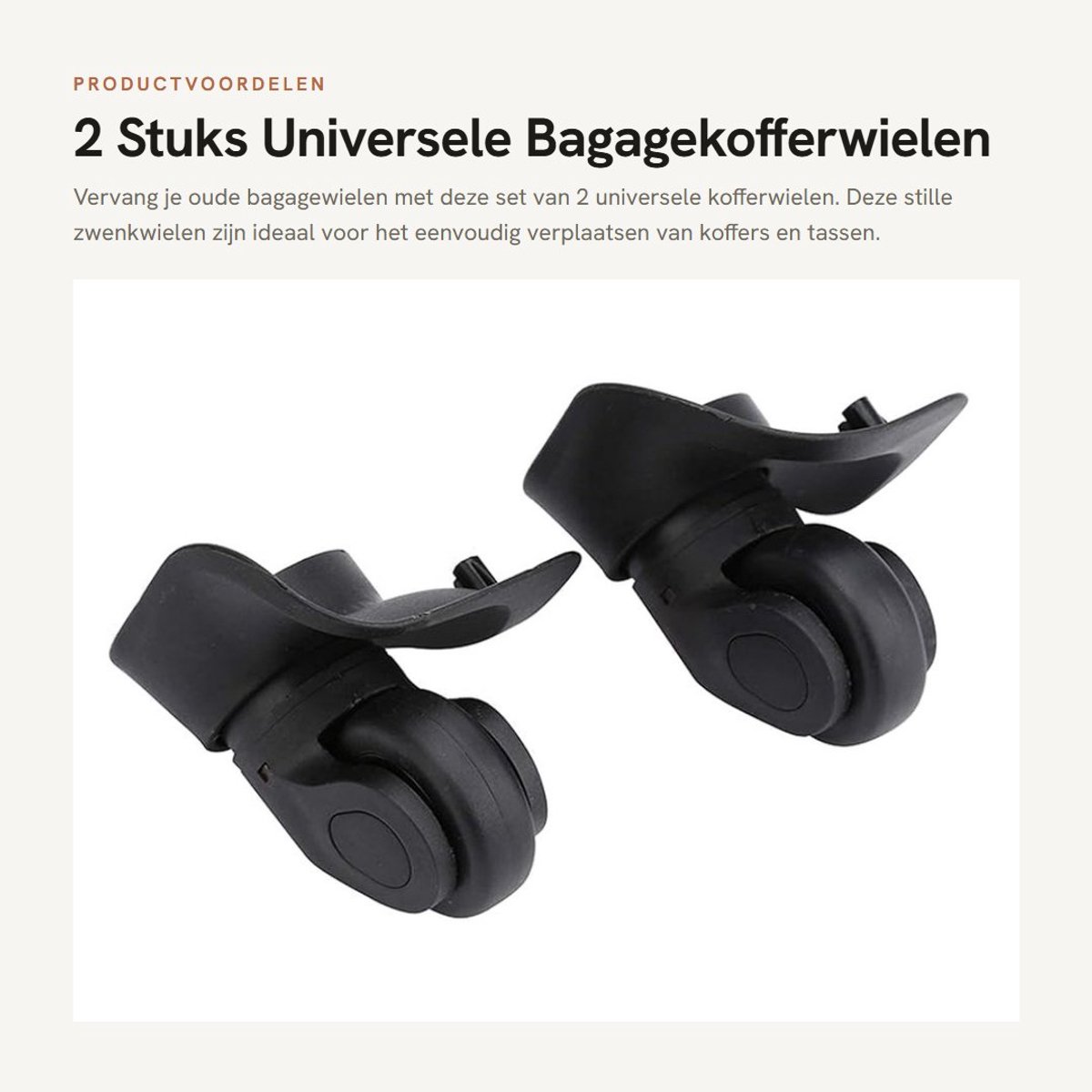 Dailygoods- Bagagewielen Reservewielen - Stille Kofferwielen - Zwenkwielen - Robuuste Wielen - Kunststof Wielen - Volledige Parkeerrem
