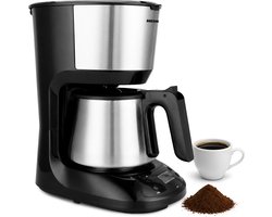 Heinner Armoure Filter Koffiezetapparaat met Timer – 1,25 L – 750W – LCD-display – Programmeerbaar – Druppelstop – Warmhoudfunctie – Automatische Uitschakeling – Zwart